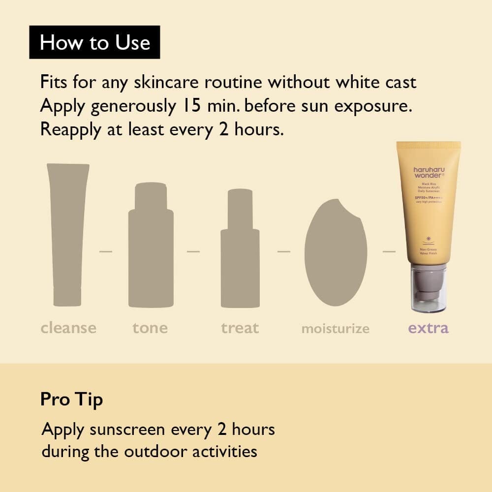 Haruharu WONDER Black Rice Moisture Airyfit Daily Sunscreen SPF50+ PA++++ 50ml, at Orion Beauty. SKIN1004 Official Sole Authorized Retailer in Sri Lanka!