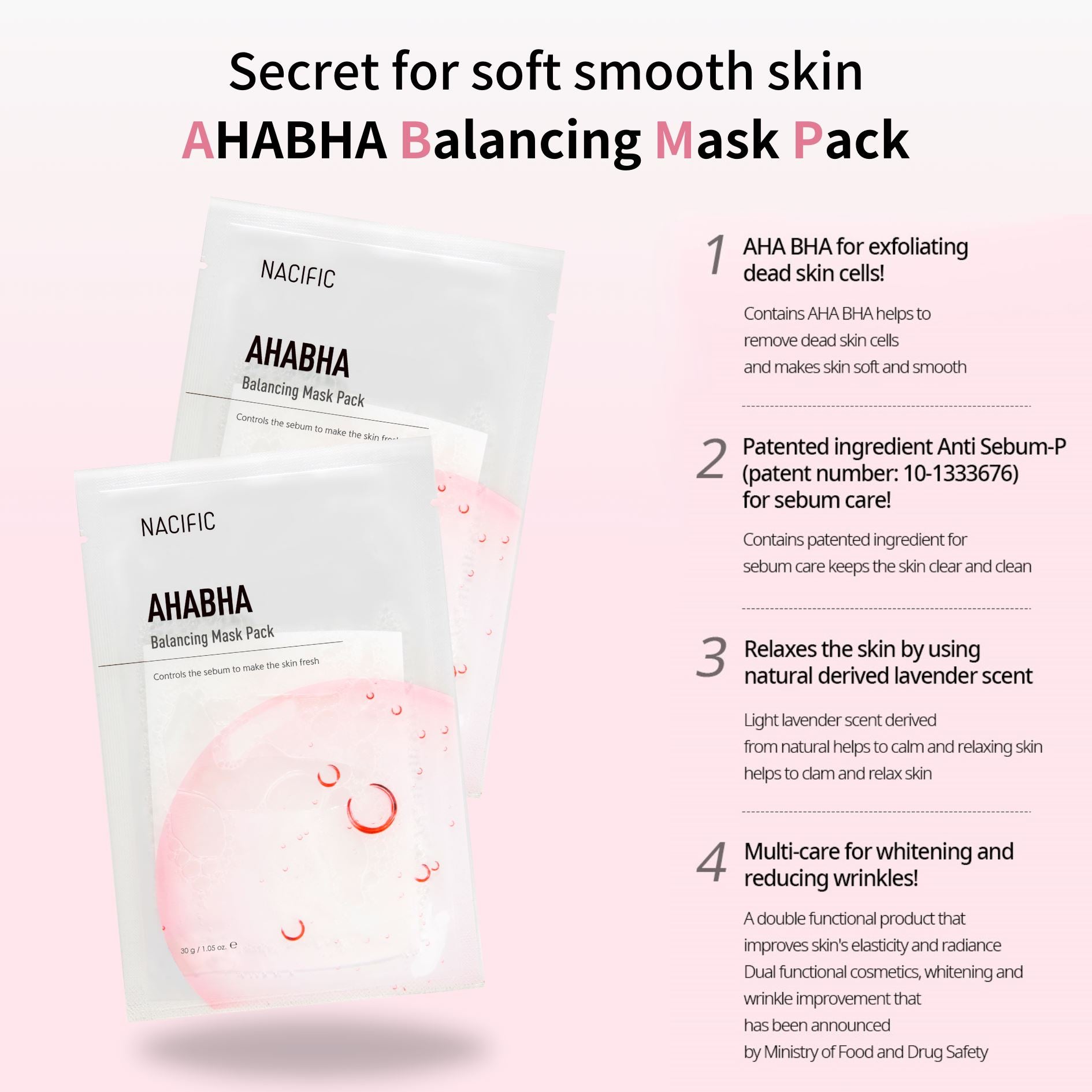 Nacific AHA BHA Balancing Mask (1ea), at Orion Beauty. Nacific Official Sole Authorized Retailer in Sri Lanka!