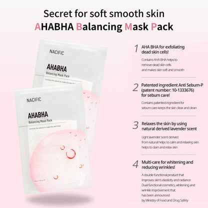 Nacific AHA BHA Balancing Mask (1ea), at Orion Beauty. Nacific Official Sole Authorized Retailer in Sri Lanka!