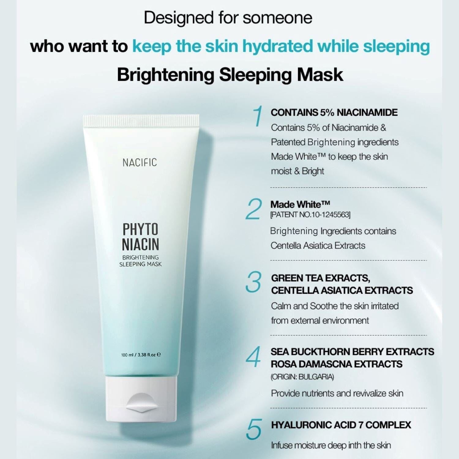 NACIFIC Phyto Niacin Brightening Sleeping Mask 100ml (5% Niacinamide), at Orion Beauty. Nacific Official Sole Authorized Retailer in Sri Lanka!