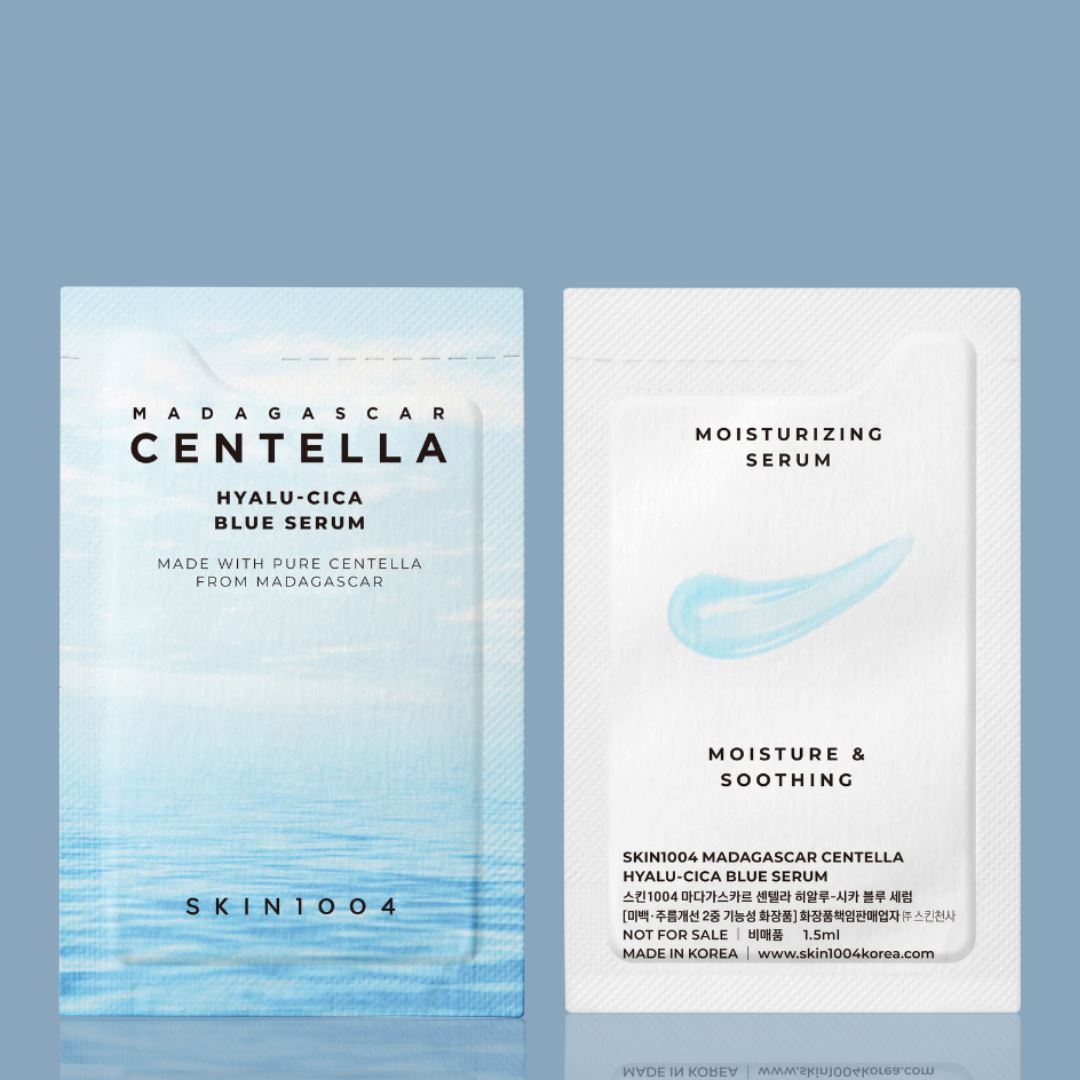 SKIN1004 Madagascar Centella Hyalu-Cica Blue Serum 1.5ml (Sample Pouch), at Orion Beauty. SKIN1004 Official Sole Authorized Retailer in Sri Lanka!