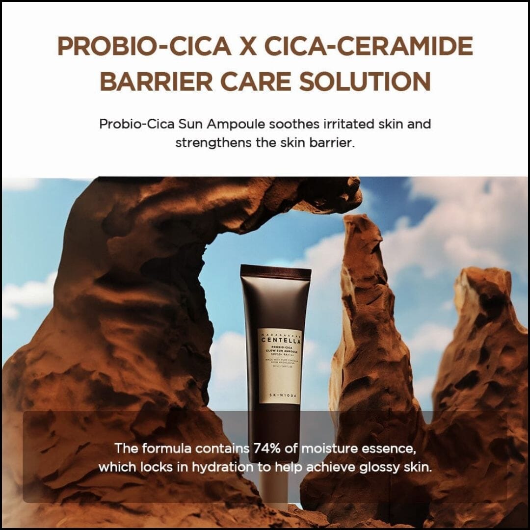 SKIN1004 Madagascar Centella Probio-Cica Glow Sun Ampoule 1.5ml (Pouch Sample), at Orion Beauty. SKIN1004 Official Sole Authorized Retailer in Sri Lanka!